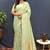 Mint green banarasi silk blend saree with gold zari floral weaving & rich pallu