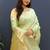 Mint green banarasi silk blend saree with gold zari floral weaving & rich pallu