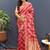 Rani pink banarasi silk blend saree with gold zari floral weaving & rich pallu