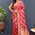 Rani pink banarasi silk blend saree with gold zari floral weaving & rich pallu