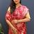 Rani pink banarasi silk blend saree with gold zari floral weaving & rich pallu