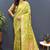Mehendi green banarasi silk blend saree with gold zari floral weaving & rich pallu