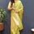 Mehendi green banarasi silk blend saree with gold zari floral weaving & rich pallu