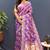 Violet banarasi silk blend saree with gold zari floral weaving & rich pallu
