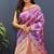 Violet banarasi silk blend saree with gold zari floral weaving & rich pallu