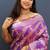Violet banarasi silk blend saree with gold zari floral weaving & rich pallu
