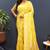 Yellow banarasi silk blend saree with gold zari floral weaving & rich pallu