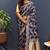 Navy blue banarasi silk blend saree with gold zari floral weaving & rich pallu