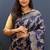 Navy blue banarasi silk blend saree with gold zari floral weaving & rich pallu