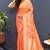 Peach banarasi silk blend saree with gold zari floral weaving & rich pallu