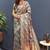 Grey banarasi silk blend saree with gold zari floral weaving & rich pallu