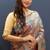Grey banarasi silk blend saree with gold zari floral weaving & rich pallu