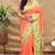 Peach paithani silk blend saree with peacock floral border & rani pink blouse
