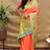 Peach paithani silk blend saree with peacock floral border & rani pink blouse