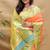 Peach paithani silk blend saree with peacock floral border & rani pink blouse