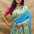 Aqua blue paithani silk blend saree with peacock floral border & rani pink blouse