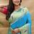 Aqua blue paithani silk blend saree with peacock floral border & rani pink blouse