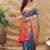 Steel grey paithani silk blend saree with peacock floral border & rani pink blouse