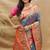 Steel grey paithani silk blend saree with peacock floral border & rani pink blouse