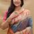 Steel grey paithani silk blend saree with peacock floral border & rani pink blouse
