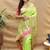 Lime green paithani silk blend saree with peacock floral border & rani pink blouse