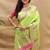 Lime green paithani silk blend saree with peacock floral border & rani pink blouse