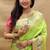 Lime green paithani silk blend saree with peacock floral border & rani pink blouse