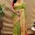 Mehendi green paithani silk blend saree with peacock floral border & rani pink blouse