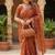 Orange Color Beeds Work Silk Blend Saree