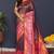 Navy blue banarasi silk blend saree with pink zari border & woven pallu