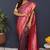 Navy blue banarasi silk blend saree with pink zari border & woven pallu