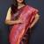 Navy blue banarasi silk blend saree with pink zari border & woven pallu