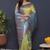 Light green banarasi silk blend saree with sky blue zari border & woven pallu