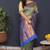 Olive green banarasi silk blend saree with blue zari border & woven pallu