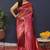 Wine banarasi silk blend saree with rani pink zari border & woven pallu