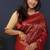 Wine banarasi silk blend saree with rani pink zari border & woven pallu