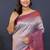 Greyish blue banarasi silk blend saree with pink zari border & woven pallu