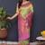 Lime green banarasi silk blend saree with mauve pink zari border & woven pallu