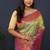 Lime green banarasi silk blend saree with mauve pink zari border & woven pallu