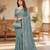 Sky Blue Color Beeds Work Silk Blend Saree