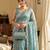 Sky Blue Color Beeds Work Silk Blend Saree