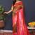 Coffee brown banarasi silk blend saree with hot pink zari border & woven pallu