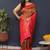Coffee brown banarasi silk blend saree with hot pink zari border & woven pallu