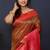 Coffee brown banarasi silk blend saree with hot pink zari border & woven pallu