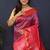 Purple banarasi silk blend saree with rani pink zari border & woven pallu