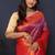 Purple banarasi silk blend saree with rani pink zari border & woven pallu