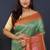 Sea green banarasi silk blend saree with coral  pink zari border & woven pallu