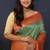 Sea green banarasi silk blend saree with coral  pink zari border & woven pallu