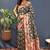 Black banarasi silk blend saree with multi-color meenakari floral border