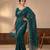 Teal Color Beeds Work Silk Blend Saree